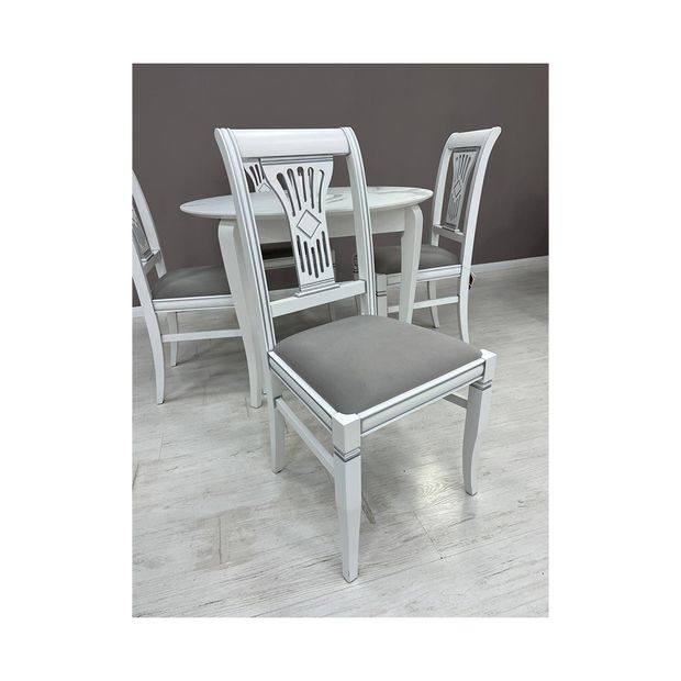 Стул БАРИ белый с серебром/PRIMA light grey 2кат